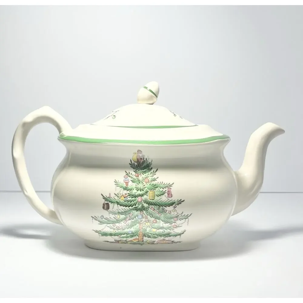 Spode “Christmas Tree” Ceramic Teapot & Lid 6” 44oz
